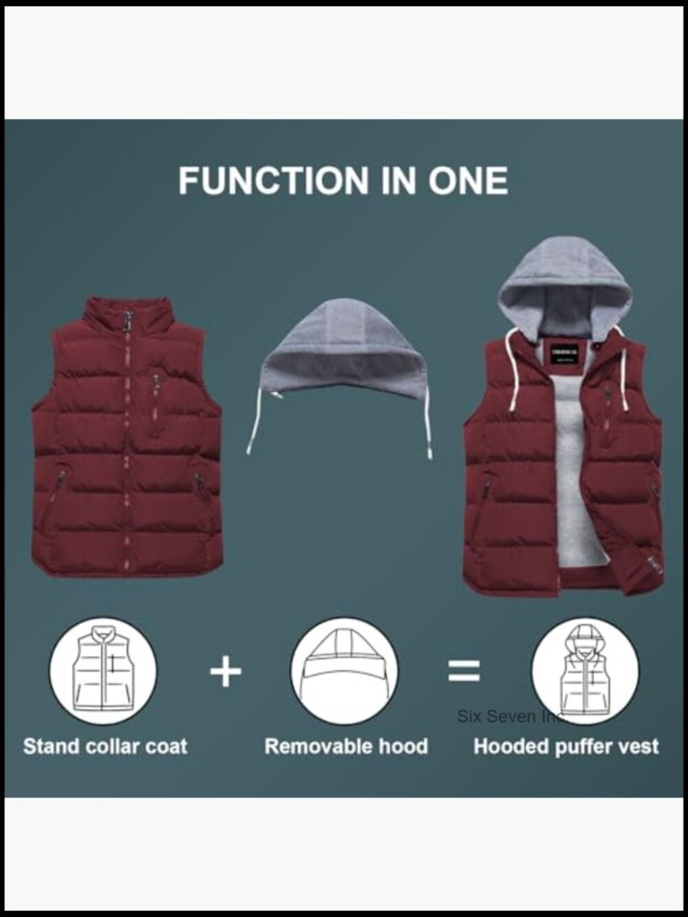 Women's Warm Vest Outerwear Thick Padded Puffer Sleeveless Vest With Detachable - Picture 3 of 7